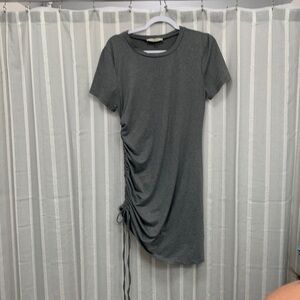 No Comment Tee Shirt Dress with Side Drawstring Gray Size‎ XL - EUC